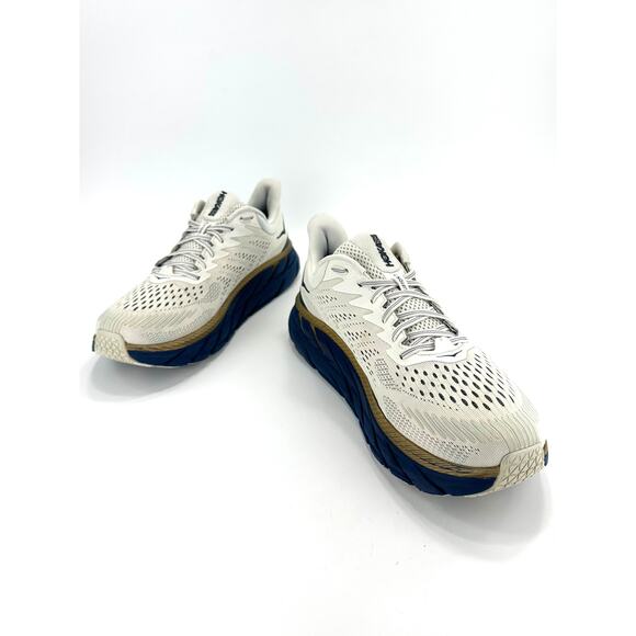 Hoka One One Clifton 7 Men Running Shoe/Sneaker Size 11 Off-White Gold Navy Gym main image 10